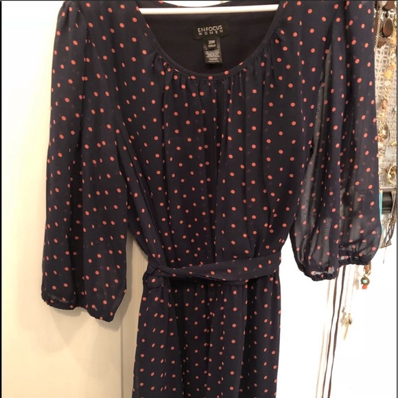Dresses & Skirts - Navy w/Pink Polkadots Dress 20W